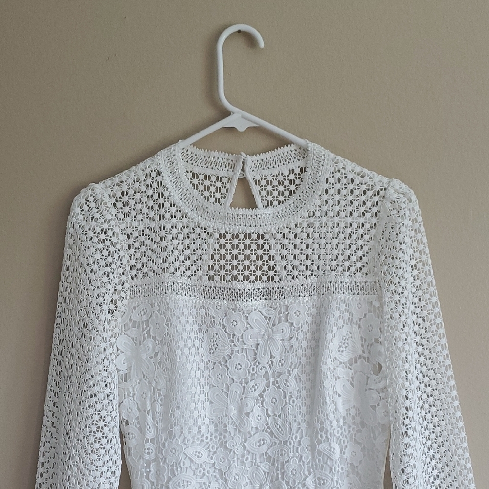 BHLDN White Long Sleeve Lace Wedding Dress Or Any Occassion - Picture 3 of 13